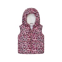 12GILET 17K: Pink Leopard Aop Puffa Gilet (1-3 Years)